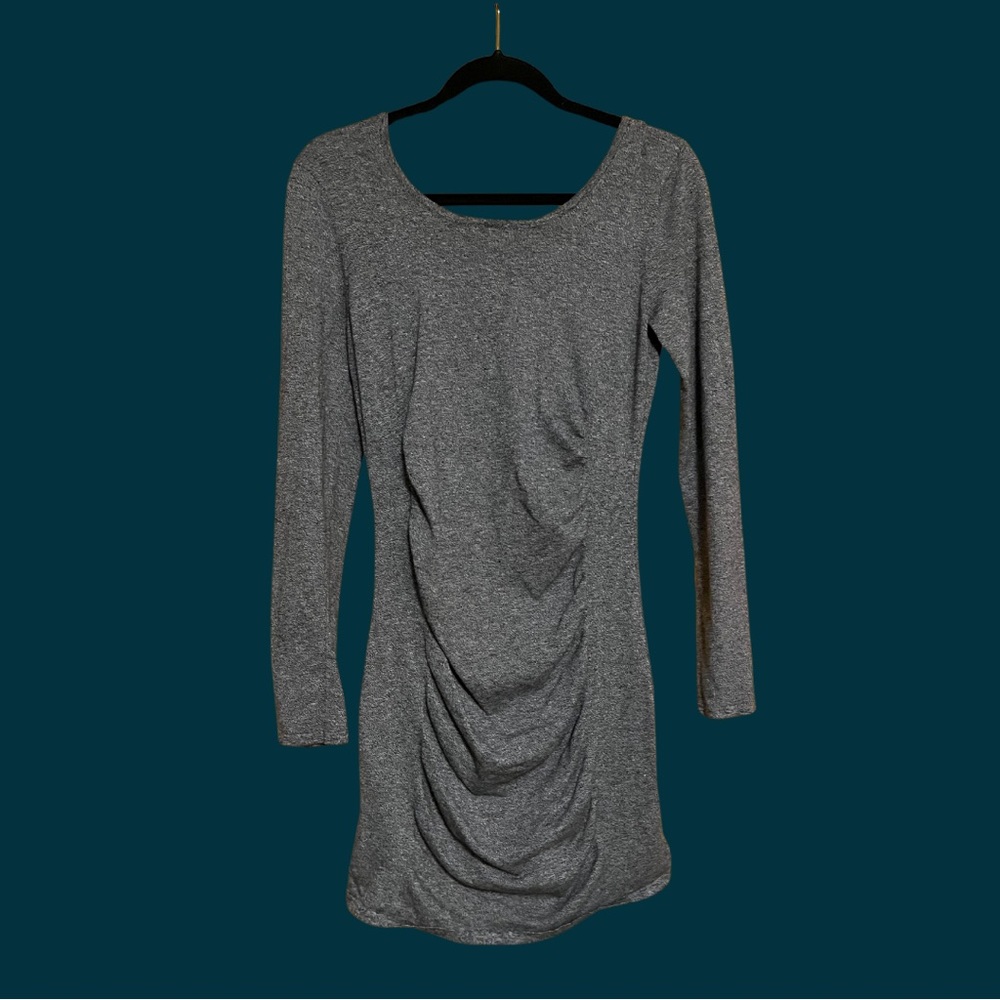 Express Rouched Marble Grey Bodycon Sweater Dress (L)